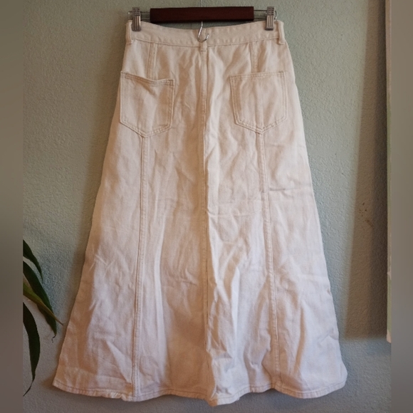 Lovito Off White Denim Mermaid Fairycore Casual Flared Whimsigoth Midi Skirt - Picture 7 of 8